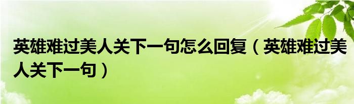 英雄难过美人关下一句怎么说？探秘成语背后的文化内涵与现代解读